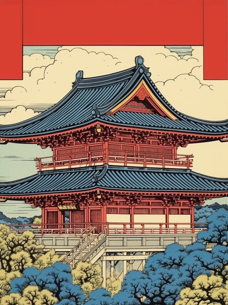 Shuri Castle, Japan Vintage Travel Art 3