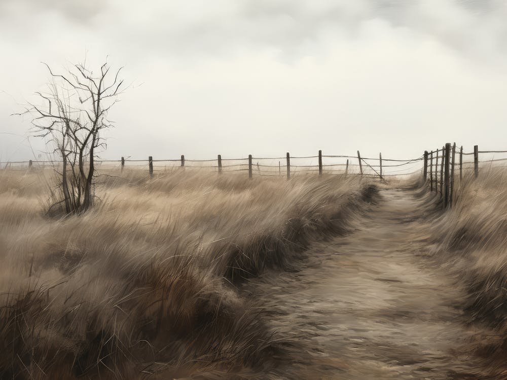 Vintage Farm Fence Painting