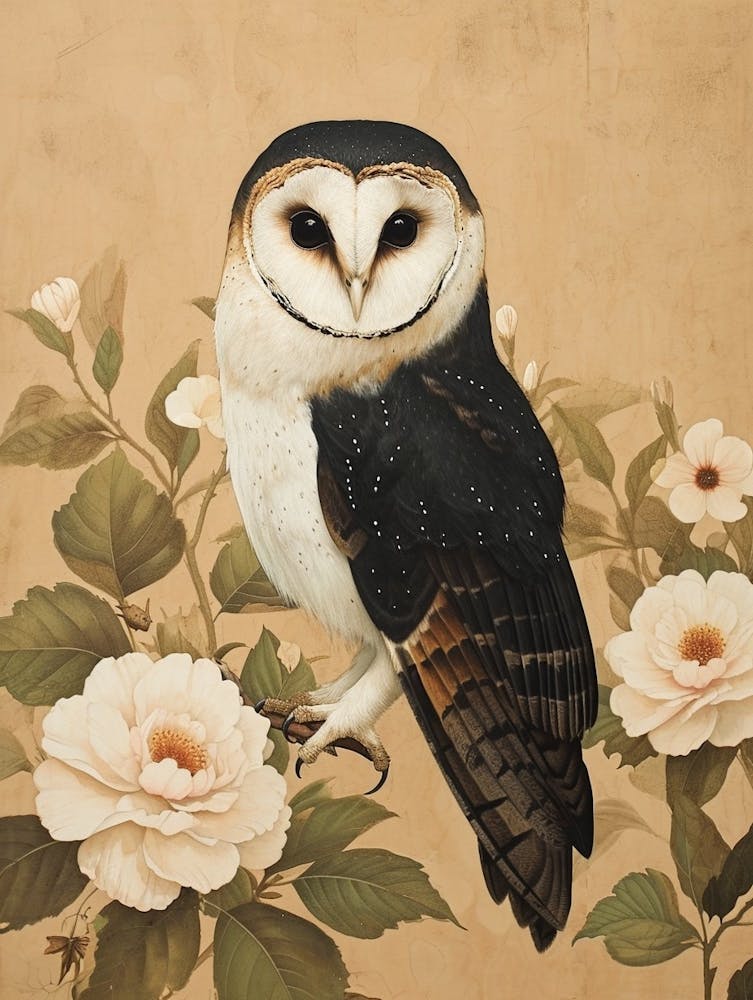 Spectacled Owl Japanese Painting 7
