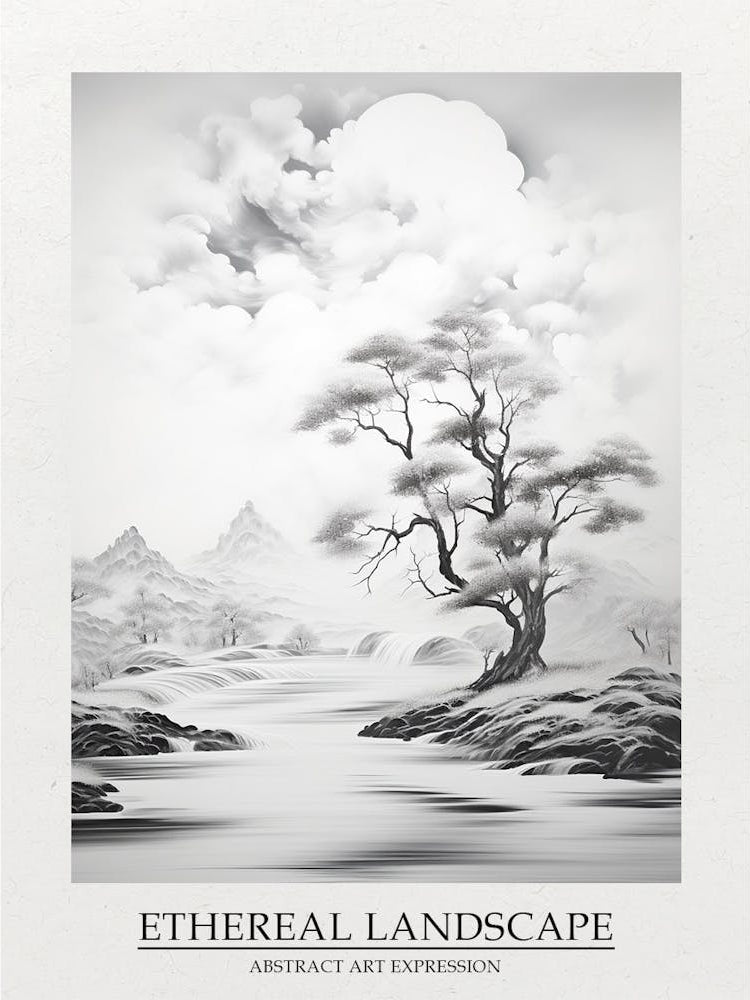 Ethereal Landscape Abstract Black And White 6 Poster