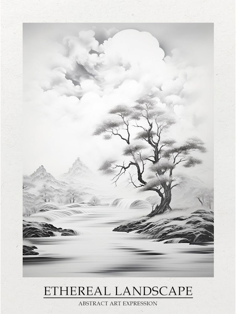 Ethereal Landscape Abstract Black And White 6 Poster
