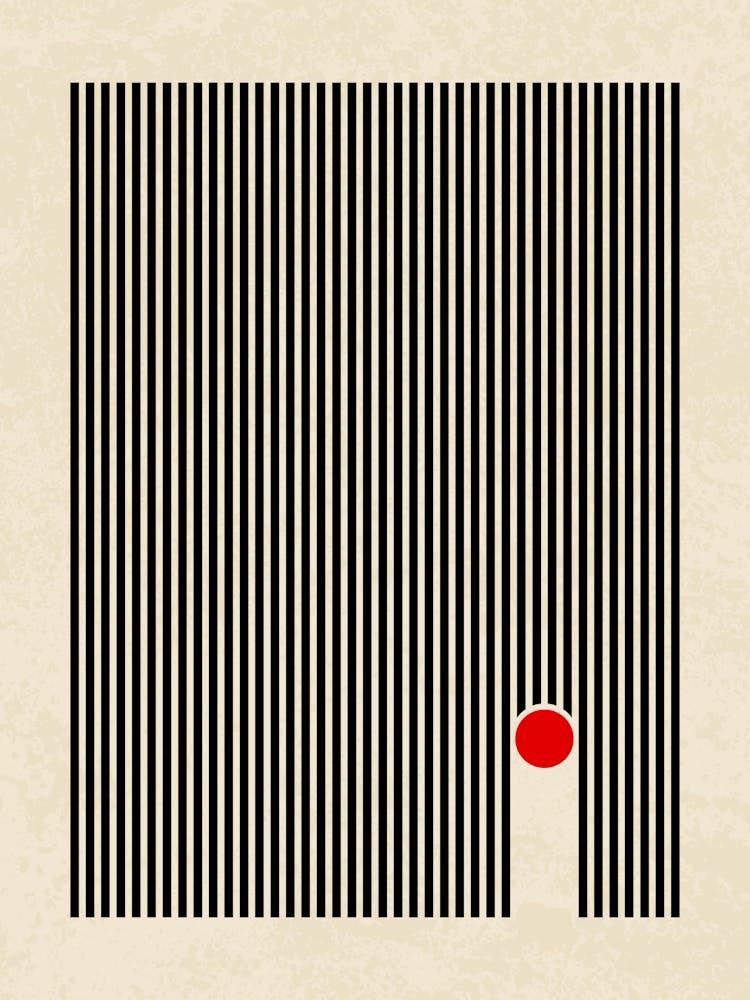 Minimalist Lines with Red Circle Accent