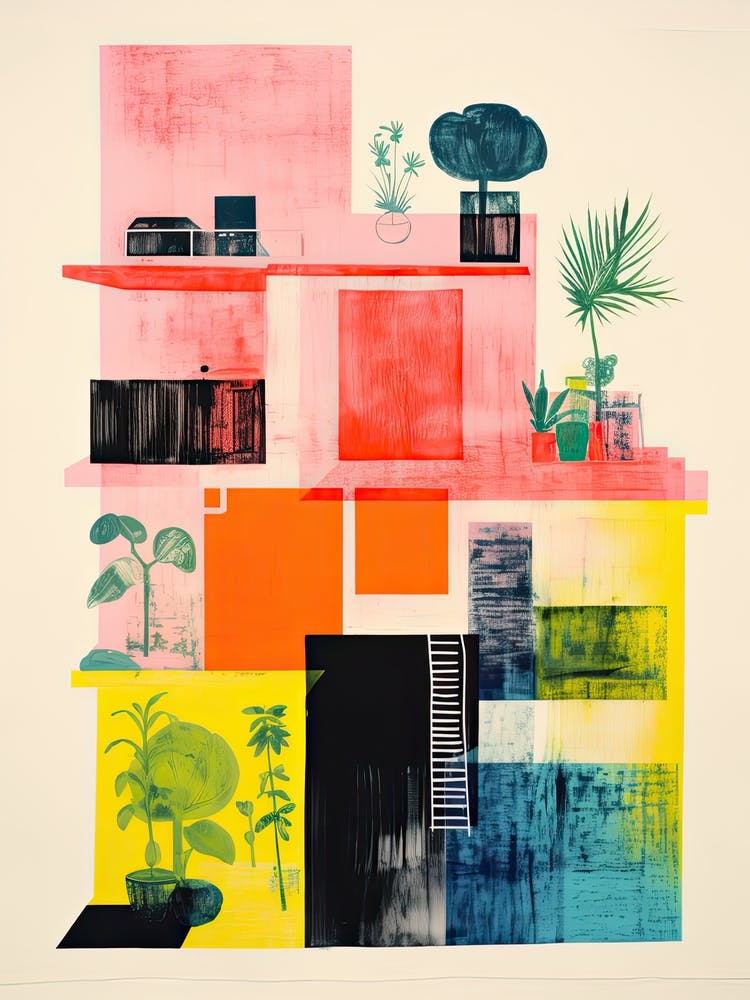 Ein Haus in Barcelona, Abstrakter Risograph-Stil 6