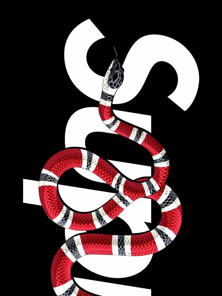 Supreme Snake - Gucci Snake Logo Art - Red and Black Kingsnake Design
