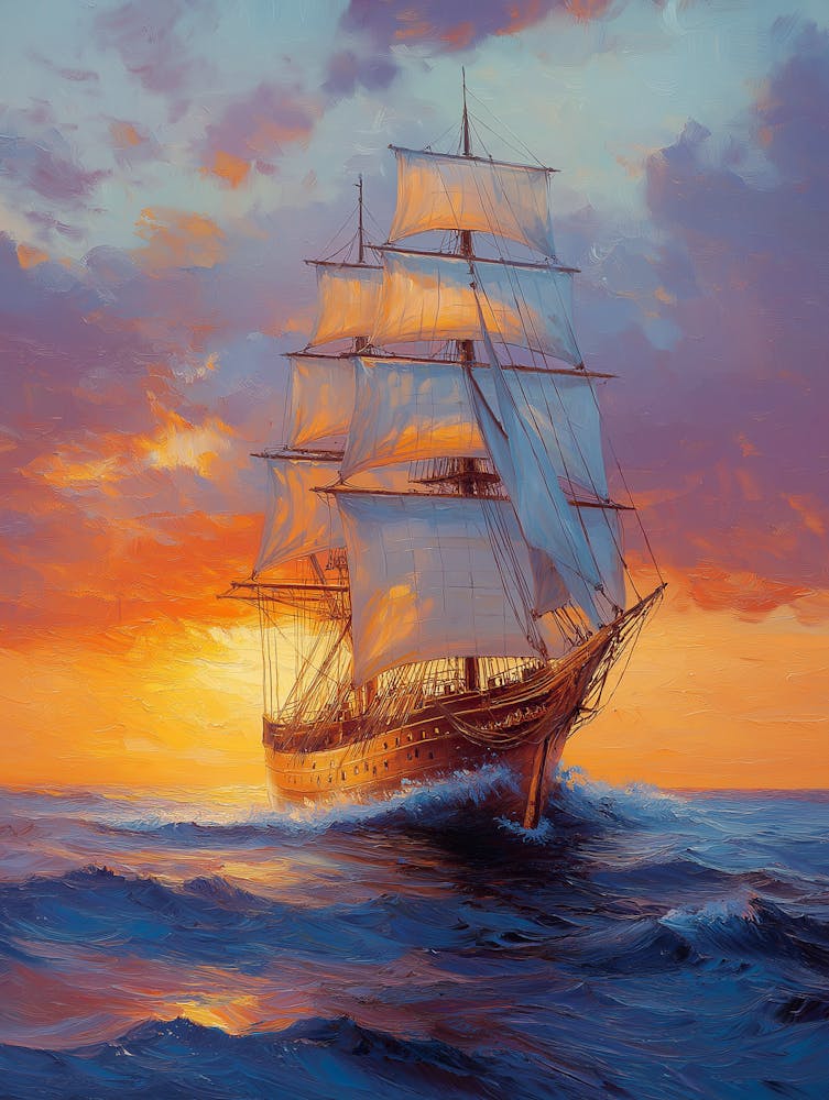 Ein majestätisches Segelschiff mit geblähten Segeln