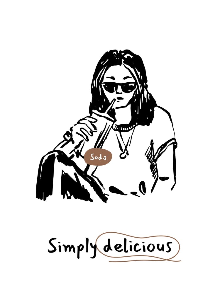 Soda Girl Poster – Minimal Pop, Modern Kitchen Wall Art