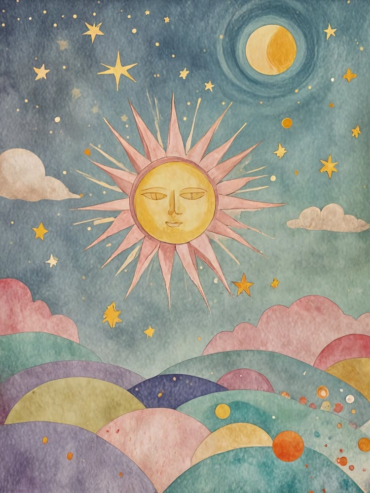Whimsical Sun And Moon