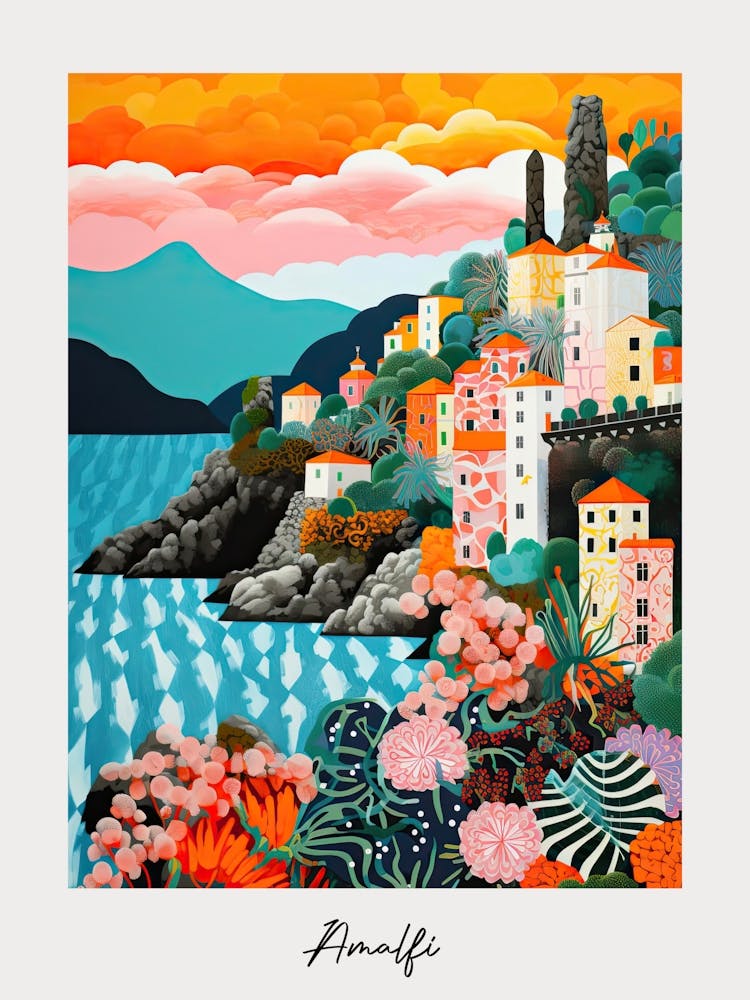 Poster Of Amalfi, Italy, Illustration In The Style Of Pop Art 2