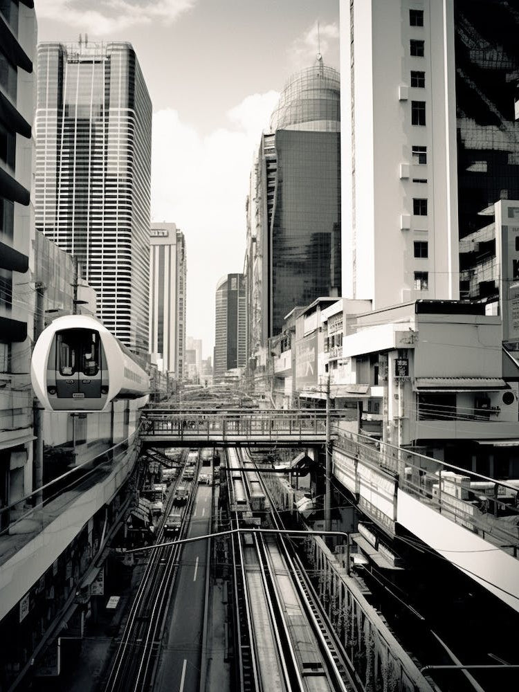 Bangkok, Thailand, Black And White Old Photo 4