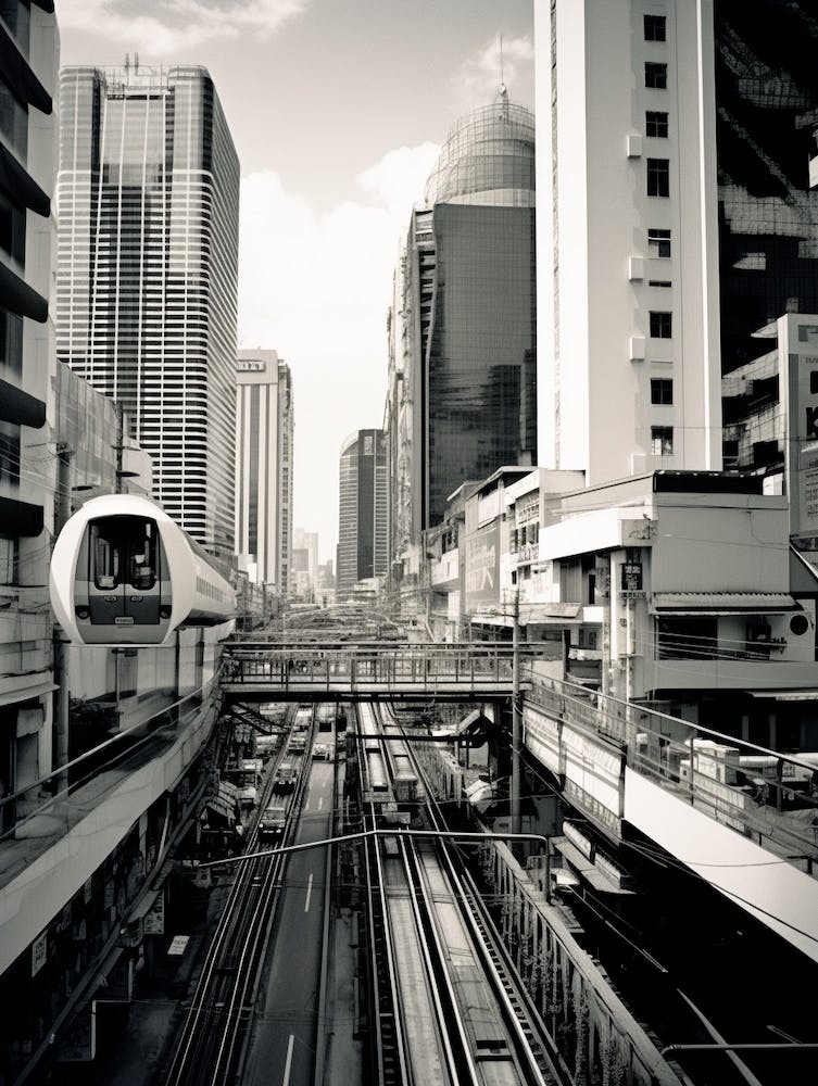 Bangkok, Thailand, Black And White Old Photo 4