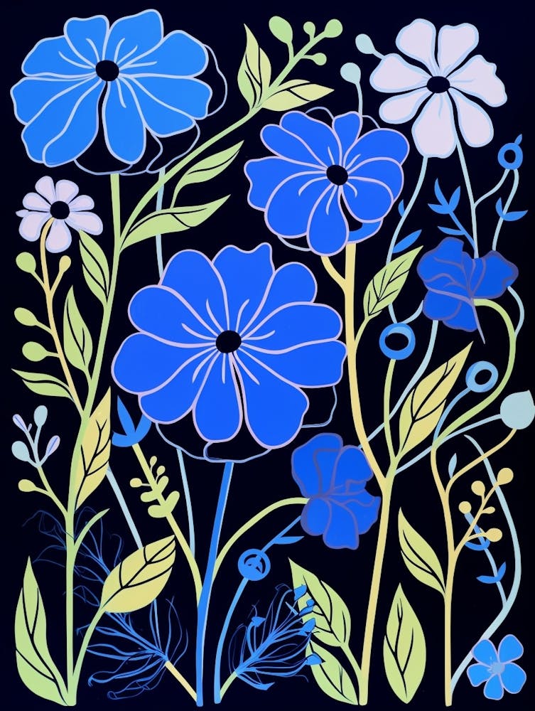 Blue Flower Illustration Nigella Love In A Mist 1