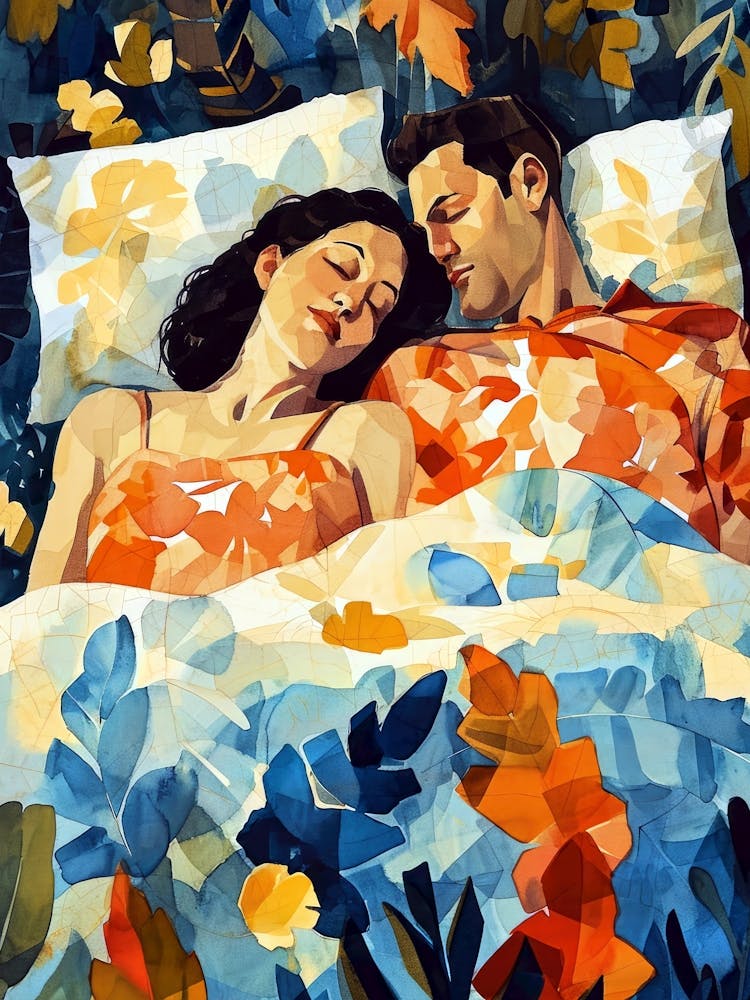 Couple Sleeping In Bed 1