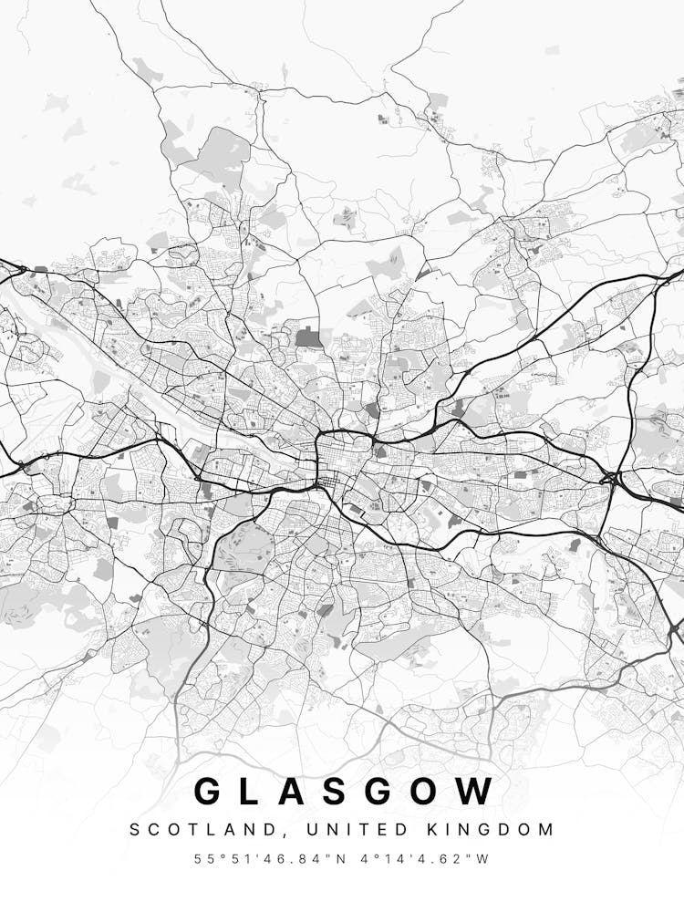 Glasgow Scotland United Kingdom White Map