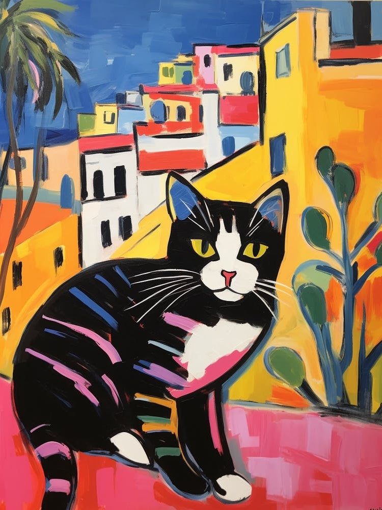 Painting Of A Cat In Lisbon Portugal 3