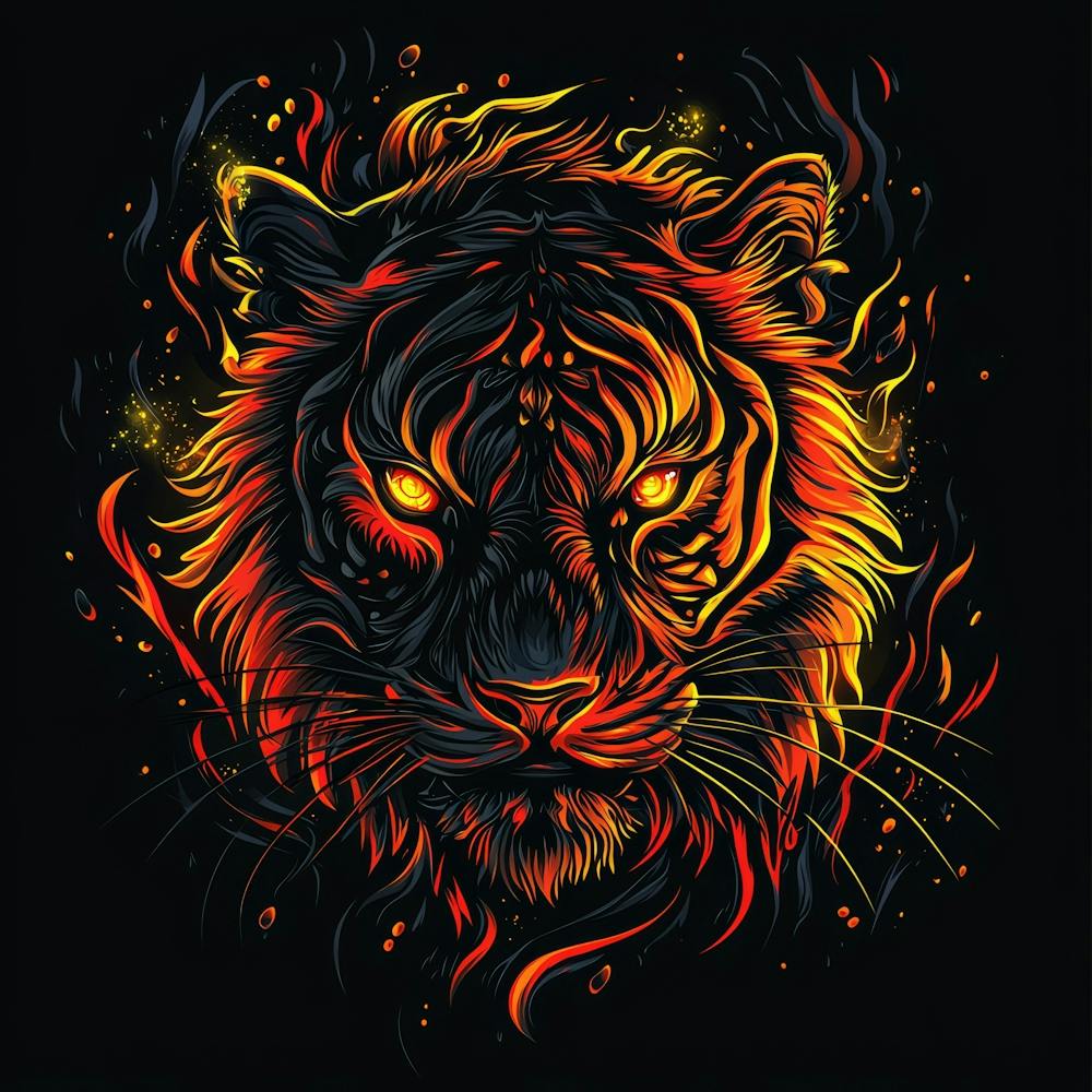 Tiger In Flames print