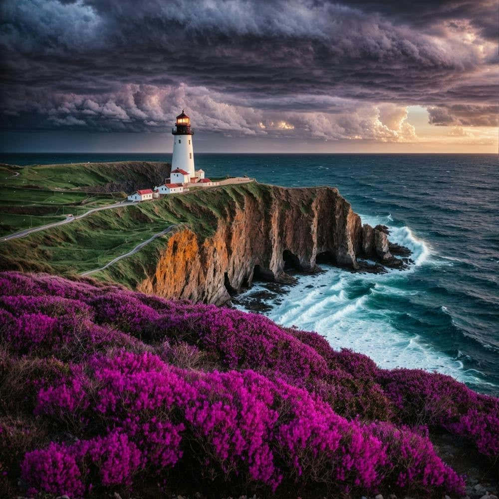 Lighthouse At Sunset