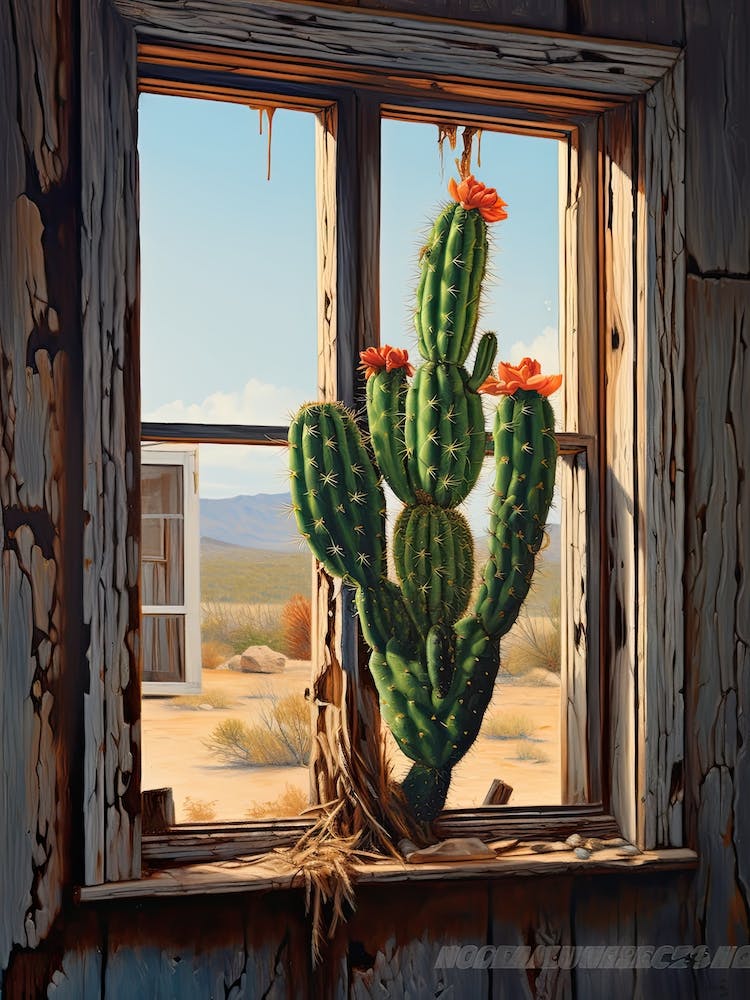 Torch Cactus On A Window  1