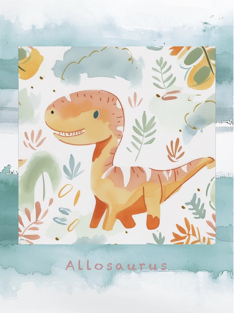 Allosaurus Dinosaur Muted Pastels Pattern 3 Poster