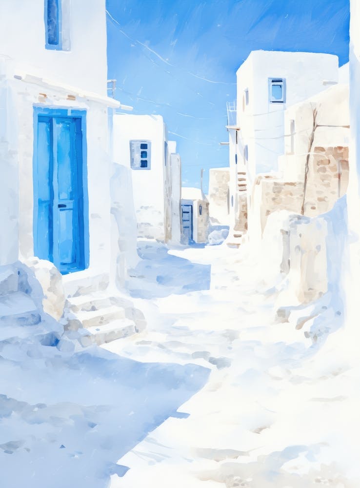 Watercolor Of A Greek Village 2