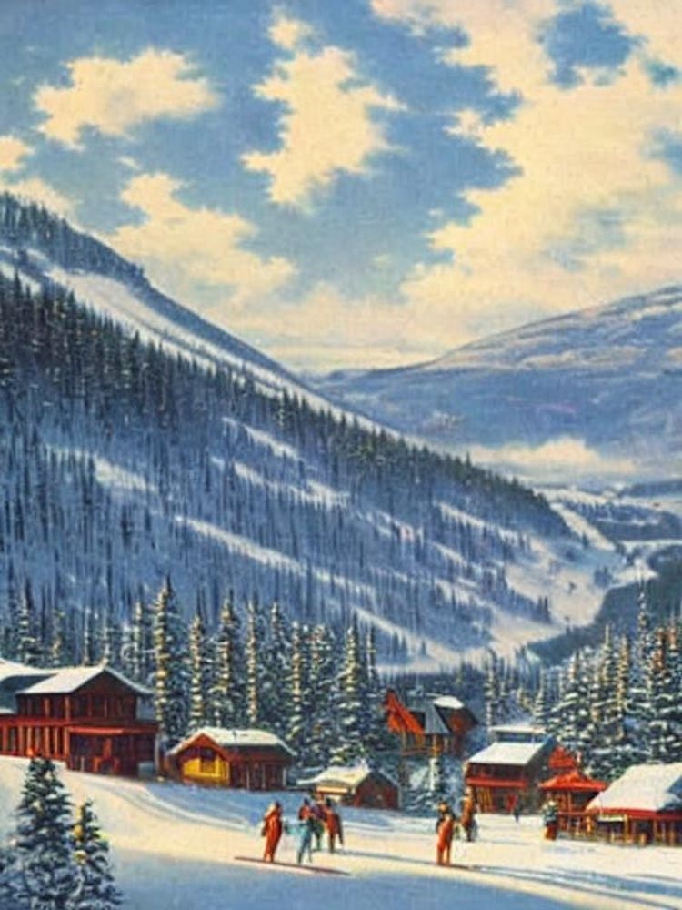 Falls Creek, Australia Ski Resort Vintage Landscape 1 Skiing Poster