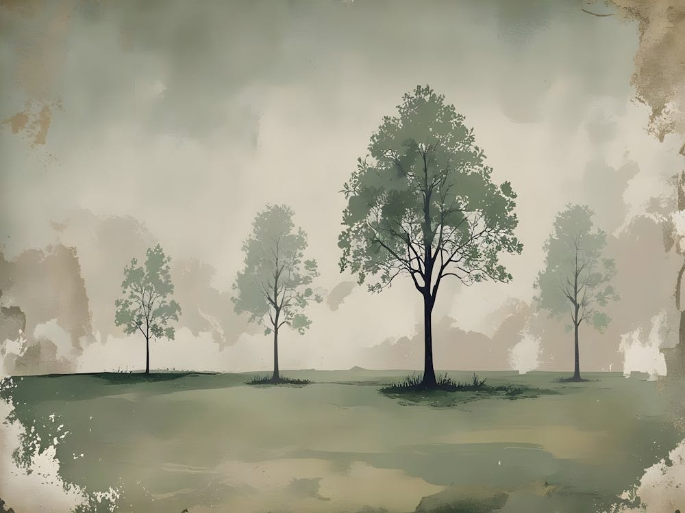 Arbres Vintage Dans Un Champ