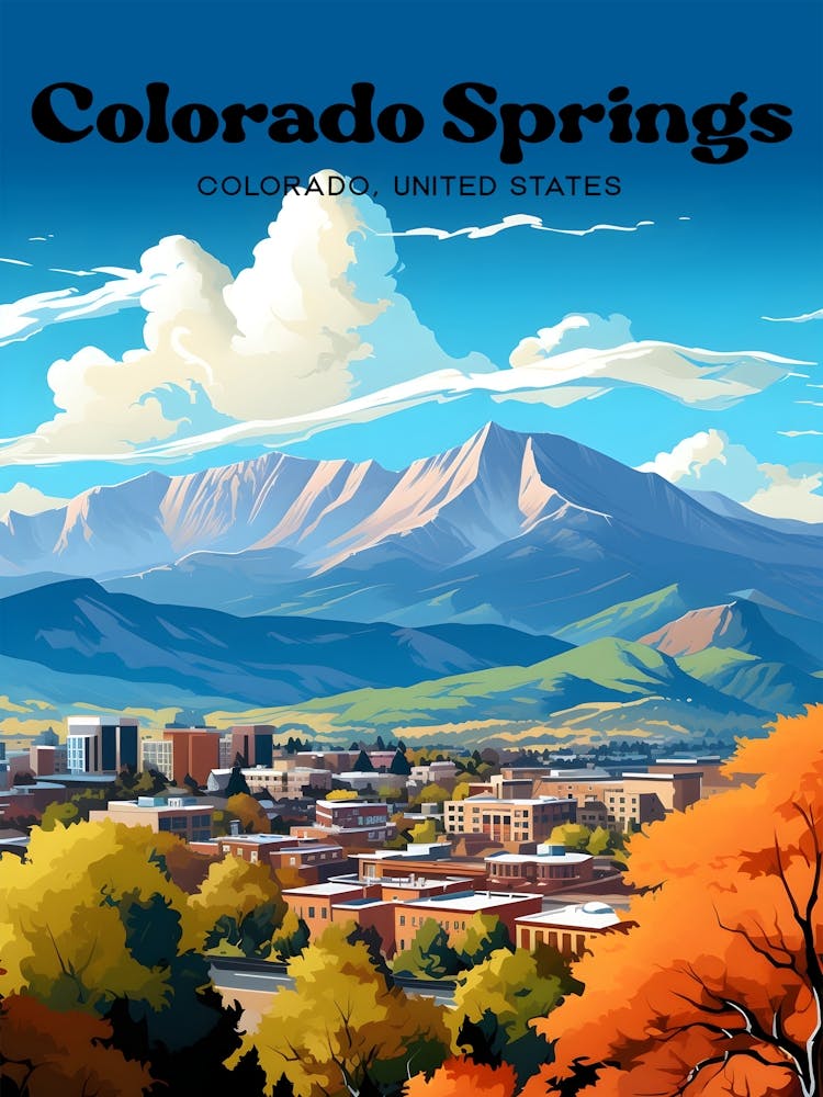 Colorado Springs Colorado United States Mountain Travel Illustration