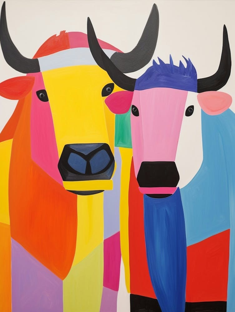 Colourful Kids Animal Art Buffalo