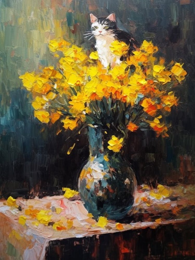 Daffodils With A Cat 4