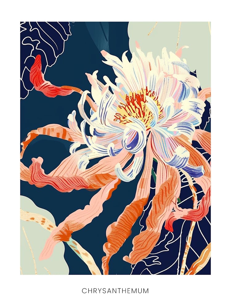 Colourful Flower Illustration Poster Chrysanthemum 4