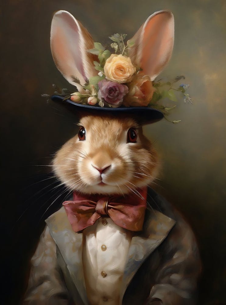 Rabbit Vintage Portrait, Victorian Animal Portrait, Dressed Animal ...