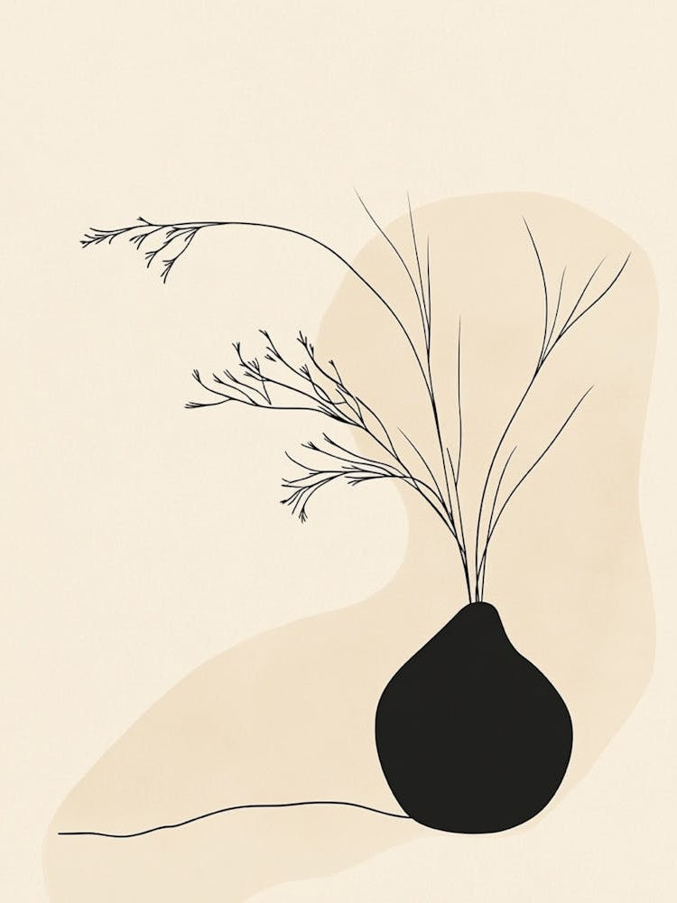 Black And White Drawing Of A Vase