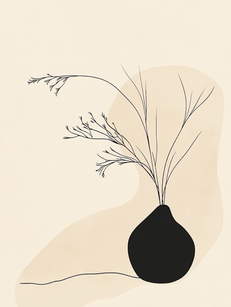 Black And White Drawing Of A Vase