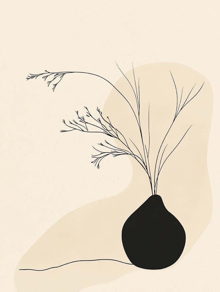 Black And White Drawing Of A Vase