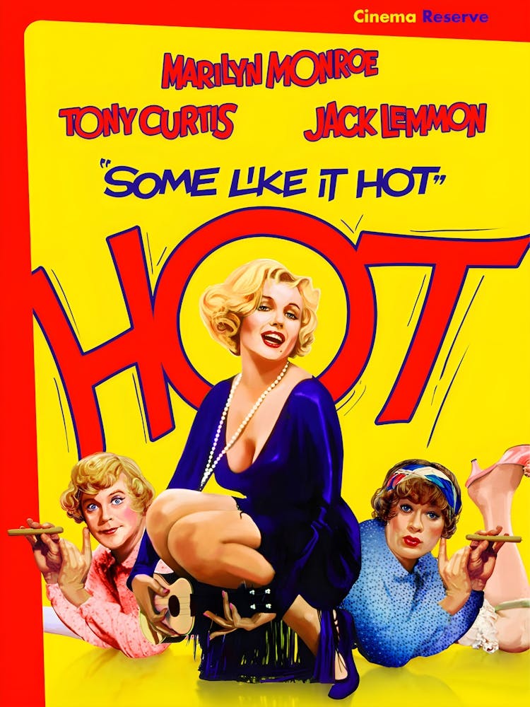 Some Like It Hot Jack Lemmon, Tony Curtis, Marilyn Monroe, Tony Curtis, Comedy, Movie Poster Print, 1959