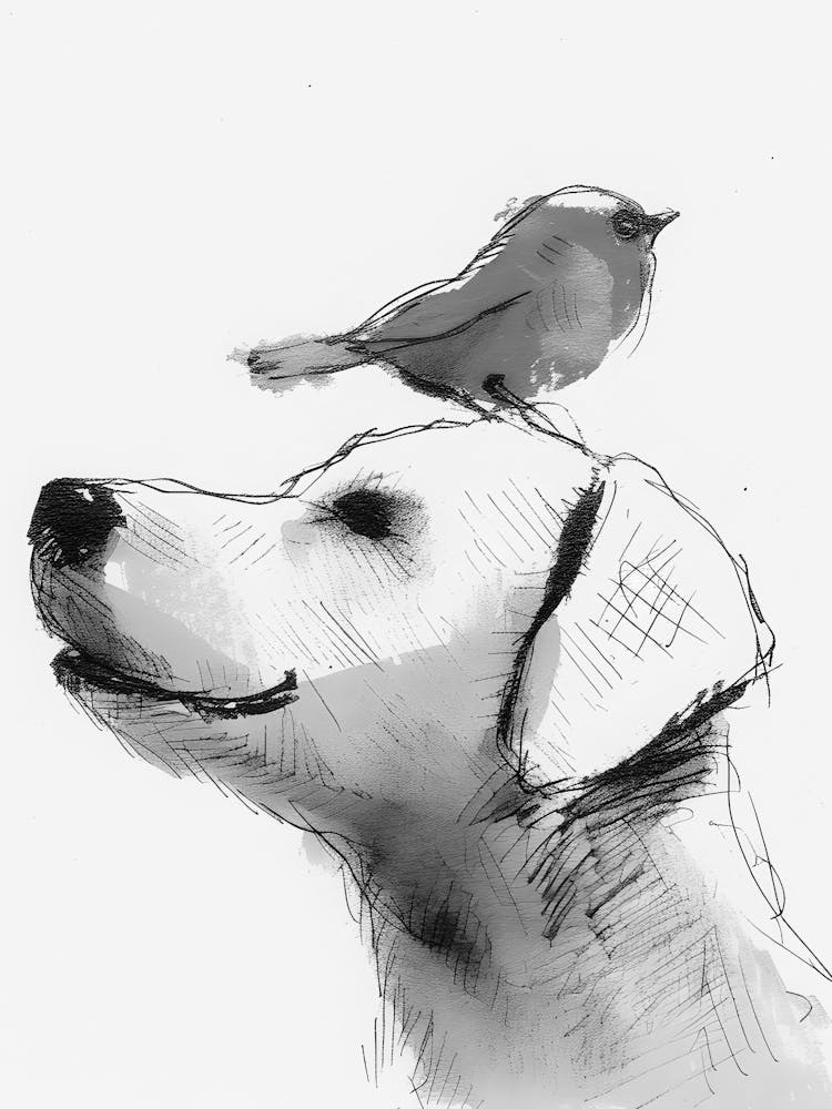 Bird On Dog'S Head 1