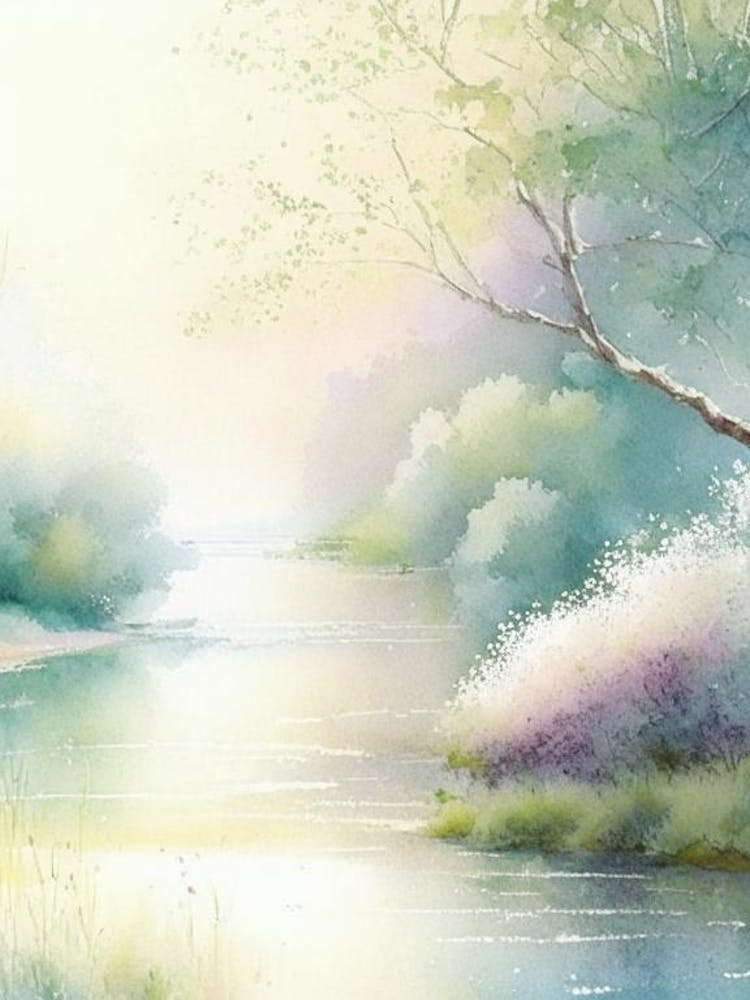 Flusslandschaften Wasserlandschaft Gouache 2