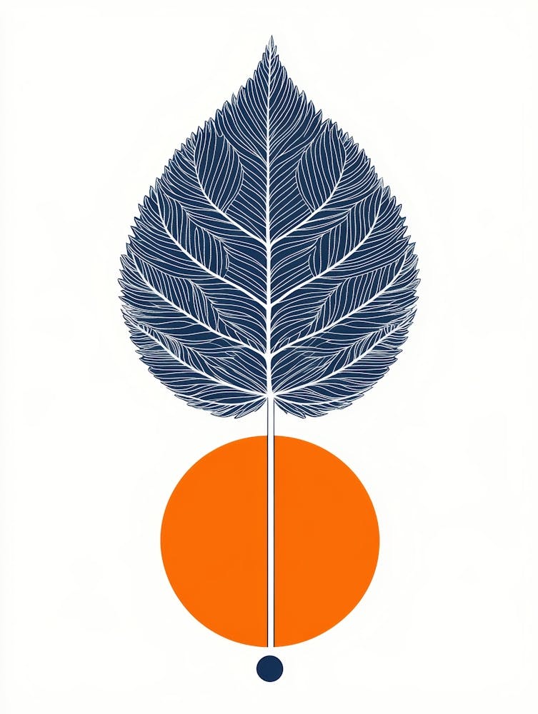 Leaf On A Blue Circle
