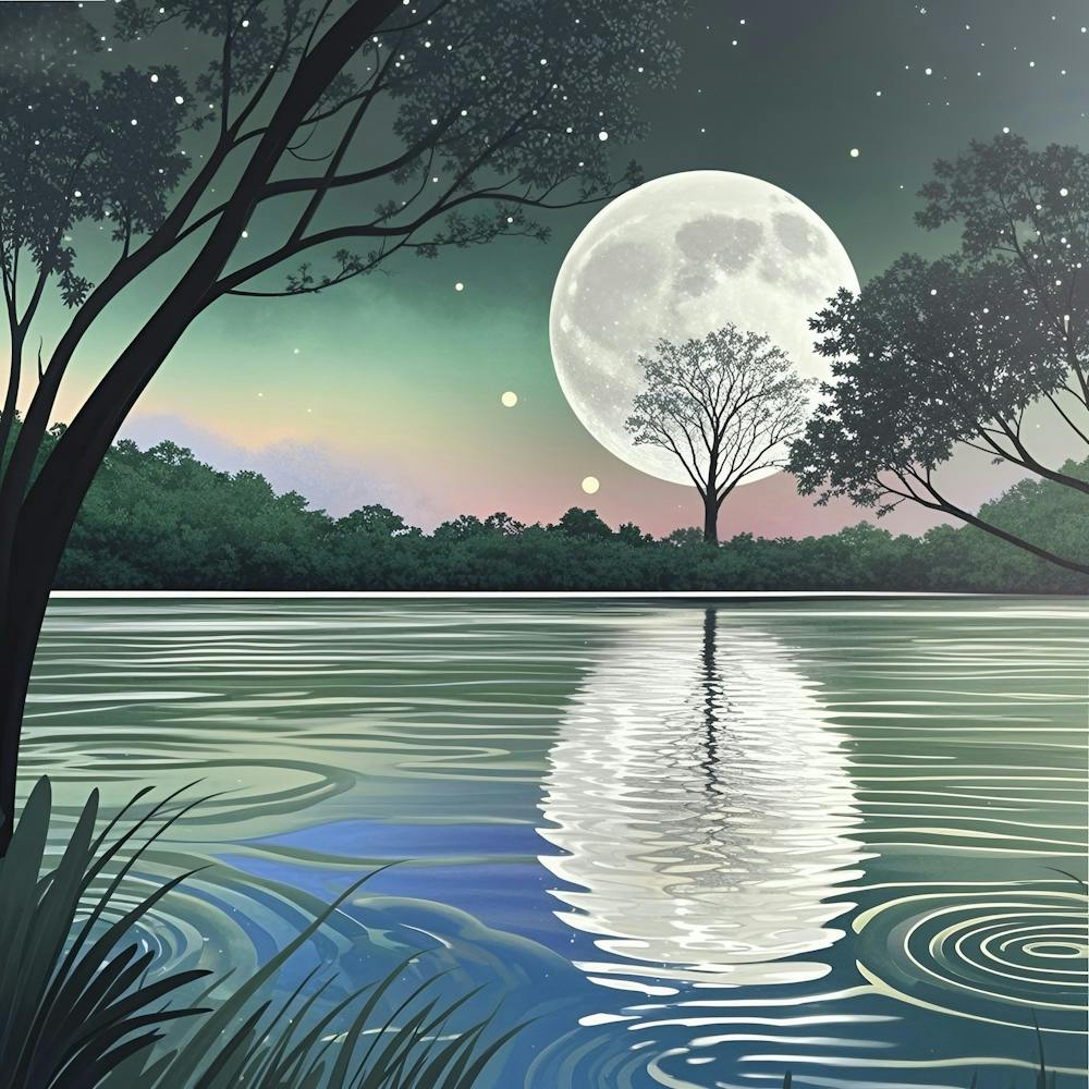 Full Moon Over Lake 1