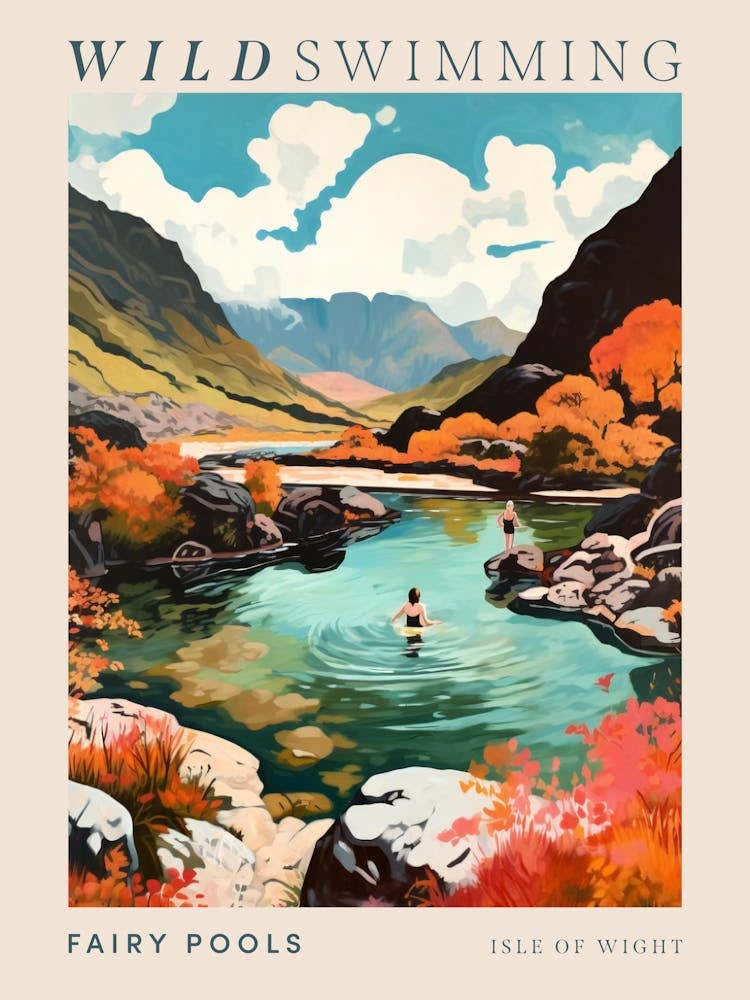 Wild Swimming At Fairy Pools Isle Of Wight Poster