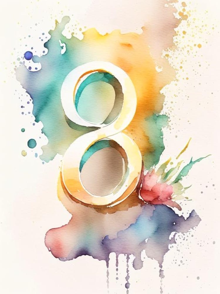 8, Number, Education Storybook Watercolour 3