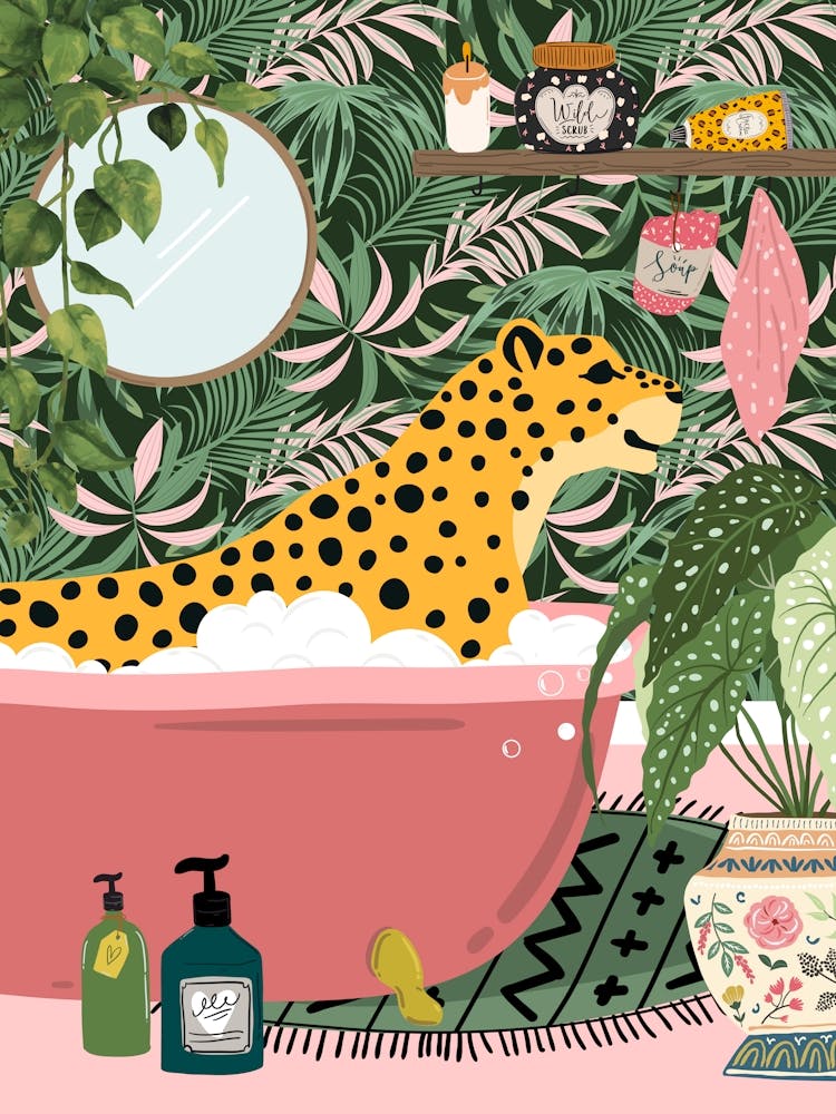 Leopard In Bathtub Bathroom