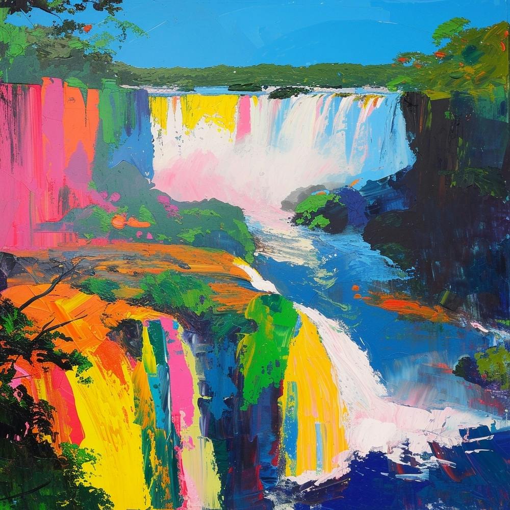 Abstract Travel Collection Iguazu Falls Argentina Brazil 2