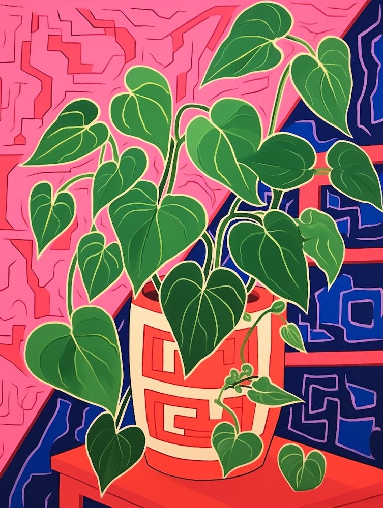 Pink And Red Plant Illustration Pothos 1