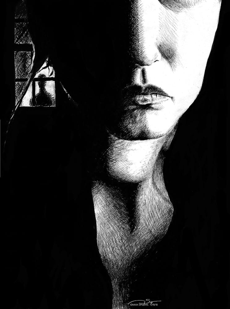 Breakup, Pen and Ink Drawing on Paper
