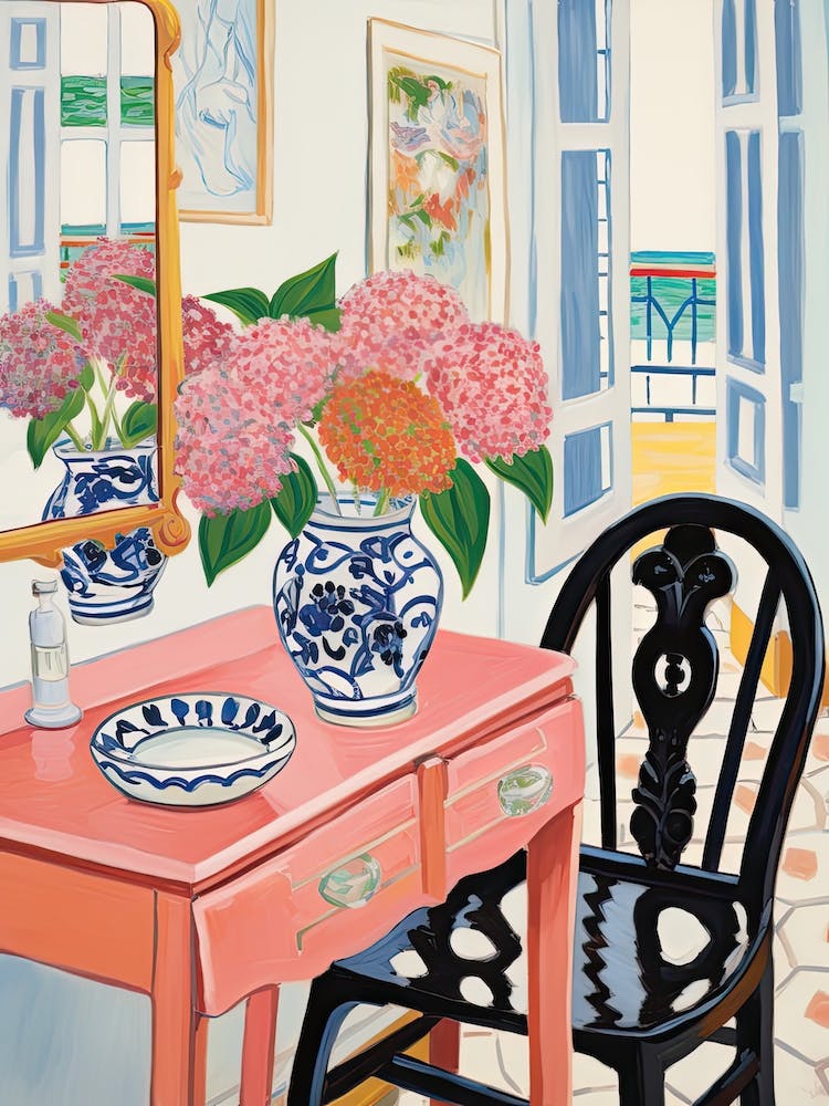 Bathroom Vanity Painting With A Hydrangea Bouquet 3