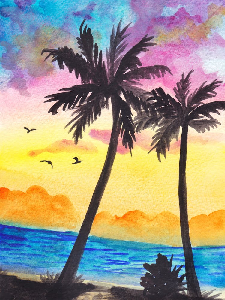 Sunset With Palm Trees 2