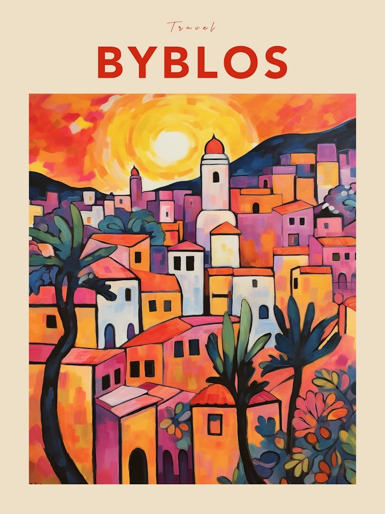 Byblos Lebanon Fauvist Travel Poster