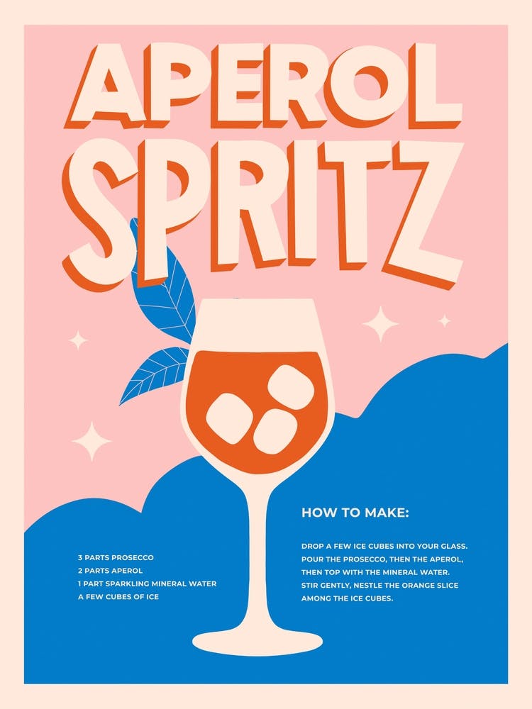 Aperol Spritz Cocktail Mid Century Modern