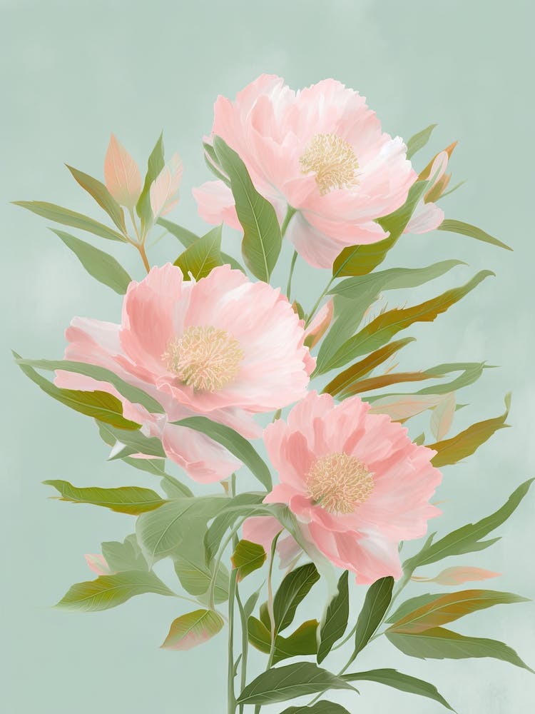 Laurel Flowers Acrylic Painting In Pastel Colours 3