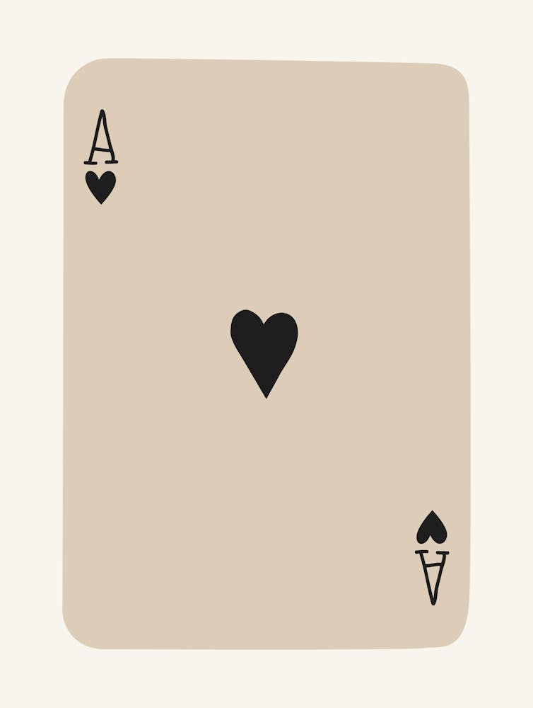 Spielkarte Ass Beige und Schwarz 1